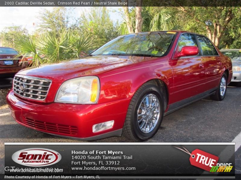 Crimson Red Pearl / Neutral Shale Beige 2003 Cadillac DeVille Sedan