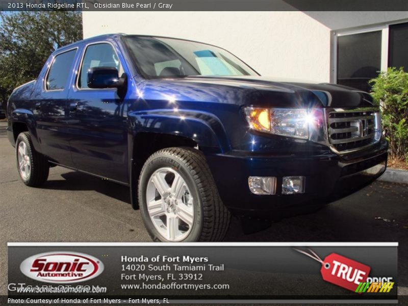 Obsidian Blue Pearl / Gray 2013 Honda Ridgeline RTL