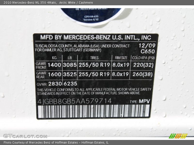 Arctic White / Cashmere 2010 Mercedes-Benz ML 350 4Matic