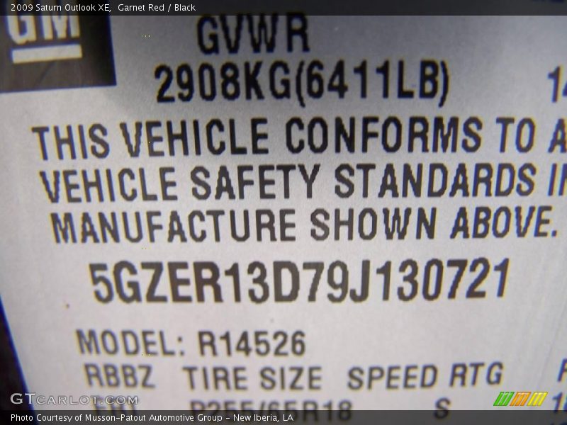 Garnet Red / Black 2009 Saturn Outlook XE