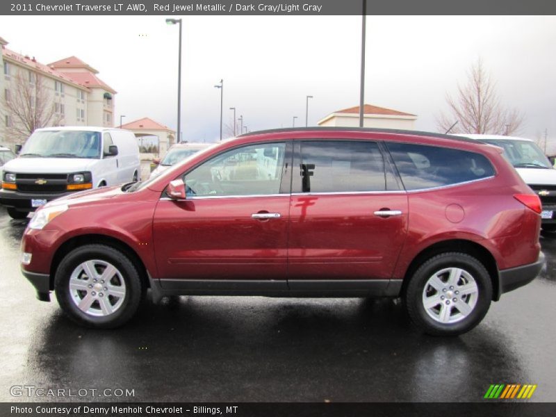 Red Jewel Metallic / Dark Gray/Light Gray 2011 Chevrolet Traverse LT AWD