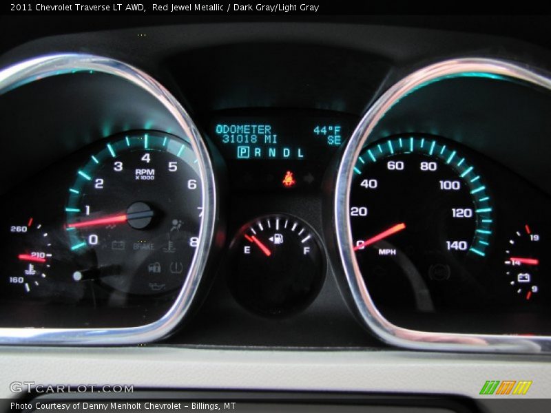 Red Jewel Metallic / Dark Gray/Light Gray 2011 Chevrolet Traverse LT AWD