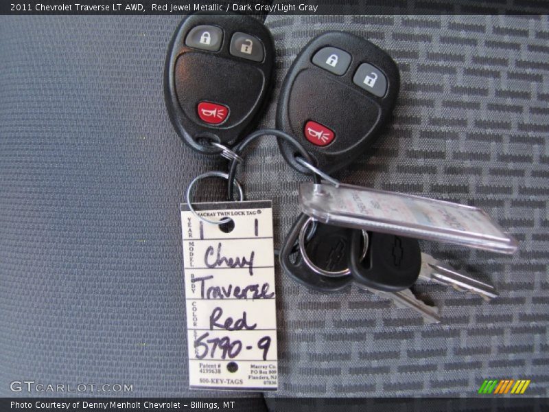 Red Jewel Metallic / Dark Gray/Light Gray 2011 Chevrolet Traverse LT AWD