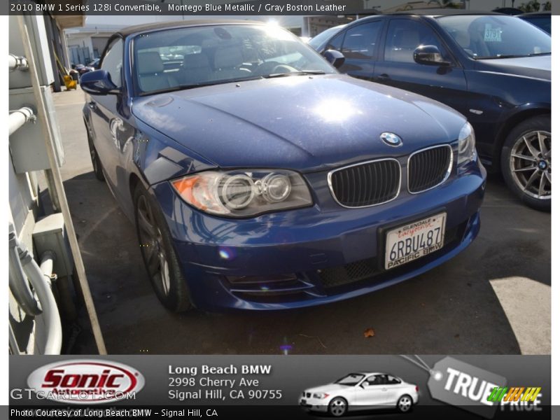 Montego Blue Metallic / Gray Boston Leather 2010 BMW 1 Series 128i Convertible
