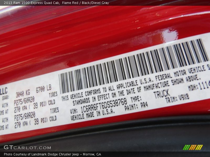 Flame Red / Black/Diesel Gray 2013 Ram 1500 Express Quad Cab