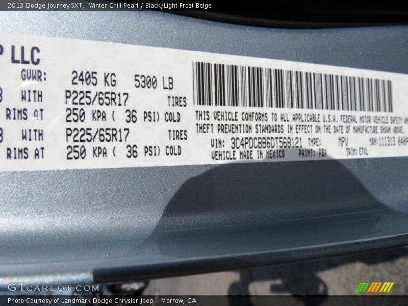 Winter Chill Pearl / Black/Light Frost Beige 2013 Dodge Journey SXT