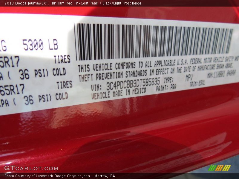 Brilliant Red Tri-Coat Pearl / Black/Light Frost Beige 2013 Dodge Journey SXT