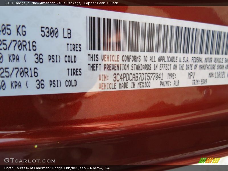 Copper Pearl / Black 2013 Dodge Journey American Value Package