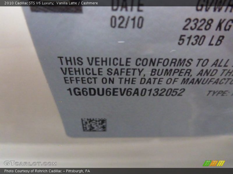Vanilla Latte / Cashmere 2010 Cadillac STS V6 Luxury