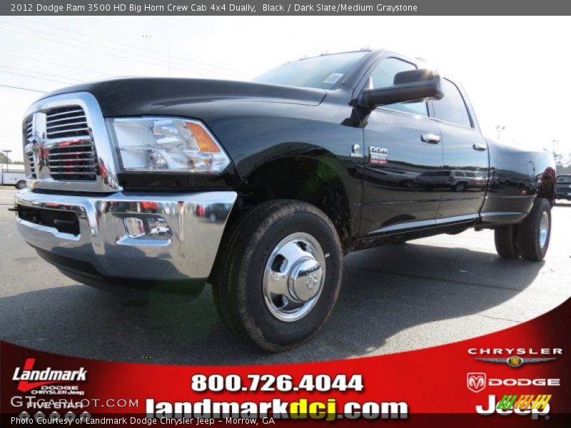 Black / Dark Slate/Medium Graystone 2012 Dodge Ram 3500 HD Big Horn Crew Cab 4x4 Dually