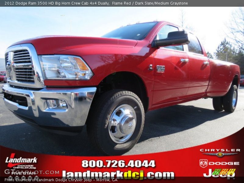 Flame Red / Dark Slate/Medium Graystone 2012 Dodge Ram 3500 HD Big Horn Crew Cab 4x4 Dually