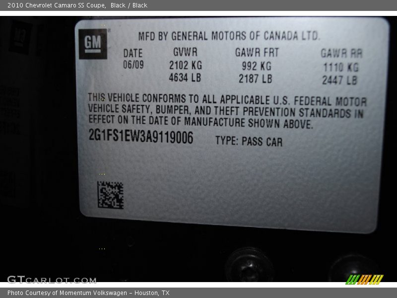 Black / Black 2010 Chevrolet Camaro SS Coupe