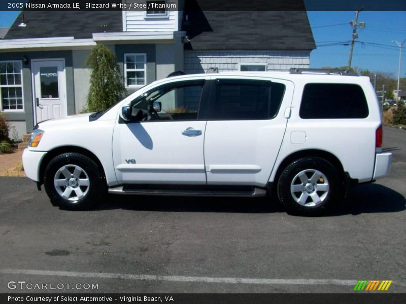 Blizzard White / Steel/Titanium 2005 Nissan Armada LE