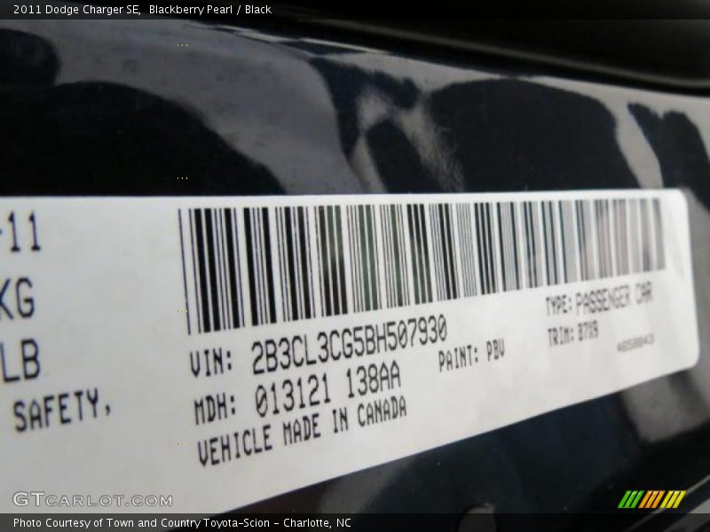 Blackberry Pearl / Black 2011 Dodge Charger SE