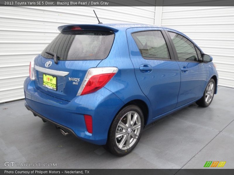 Blazing Blue Pearl / Dark Gray 2013 Toyota Yaris SE 5 Door