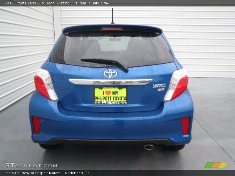 Blazing Blue Pearl / Dark Gray 2013 Toyota Yaris SE 5 Door