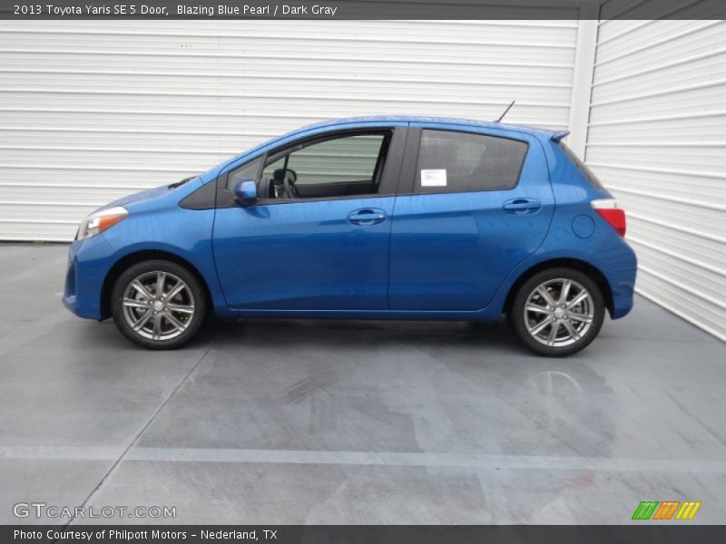 Blazing Blue Pearl / Dark Gray 2013 Toyota Yaris SE 5 Door