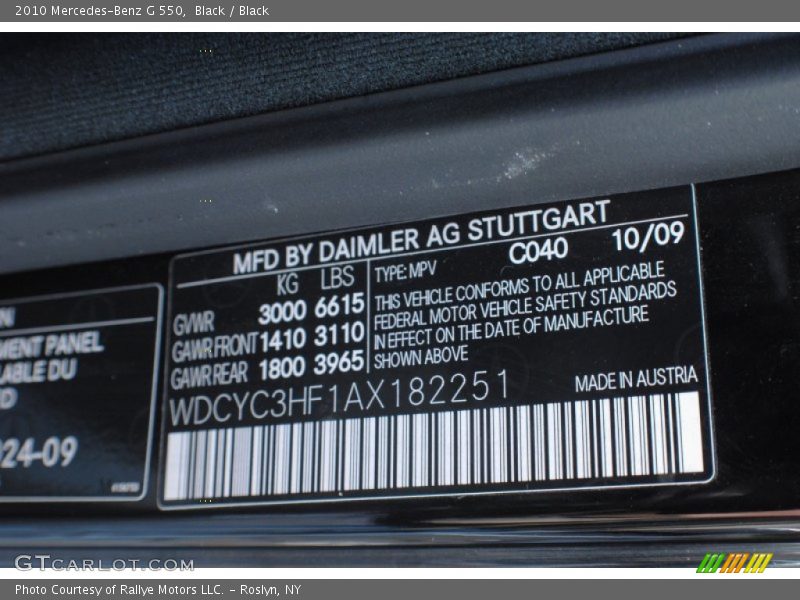 Black / Black 2010 Mercedes-Benz G 550