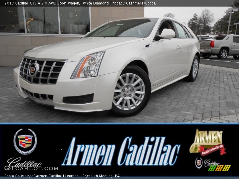 White Diamond Tricoat / Cashmere/Cocoa 2013 Cadillac CTS 4 3.0 AWD Sport Wagon