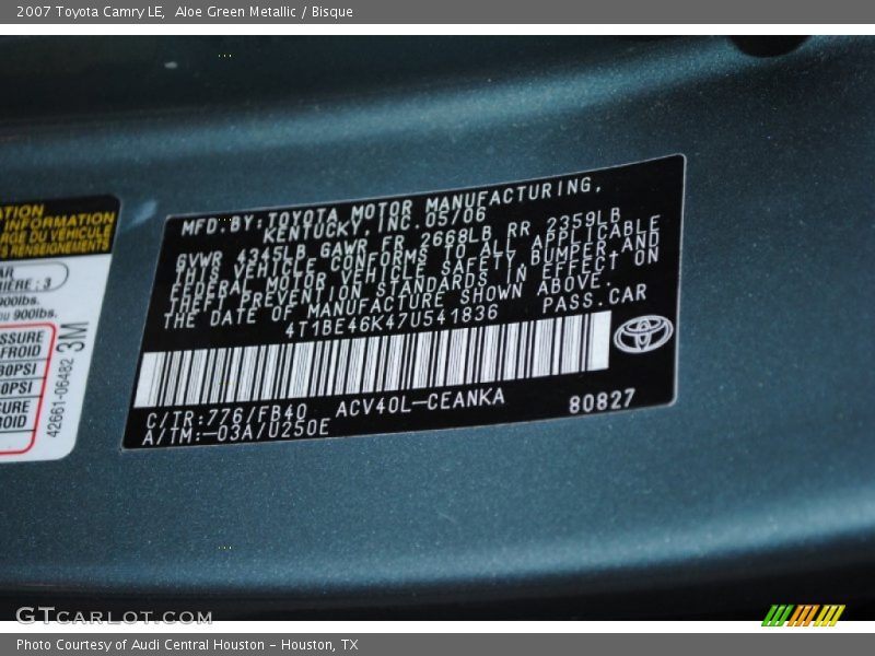 Aloe Green Metallic / Bisque 2007 Toyota Camry LE