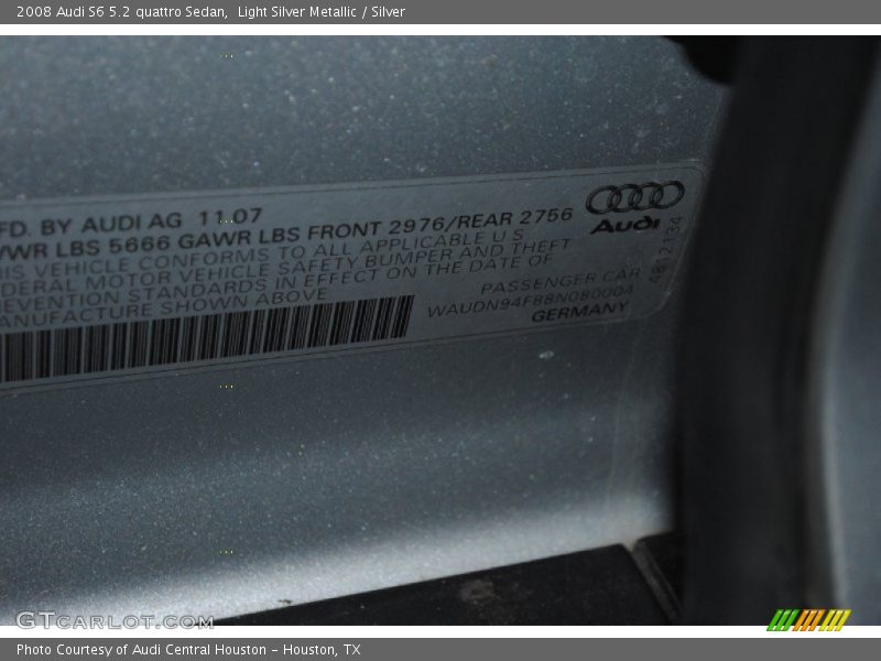 Light Silver Metallic / Silver 2008 Audi S6 5.2 quattro Sedan
