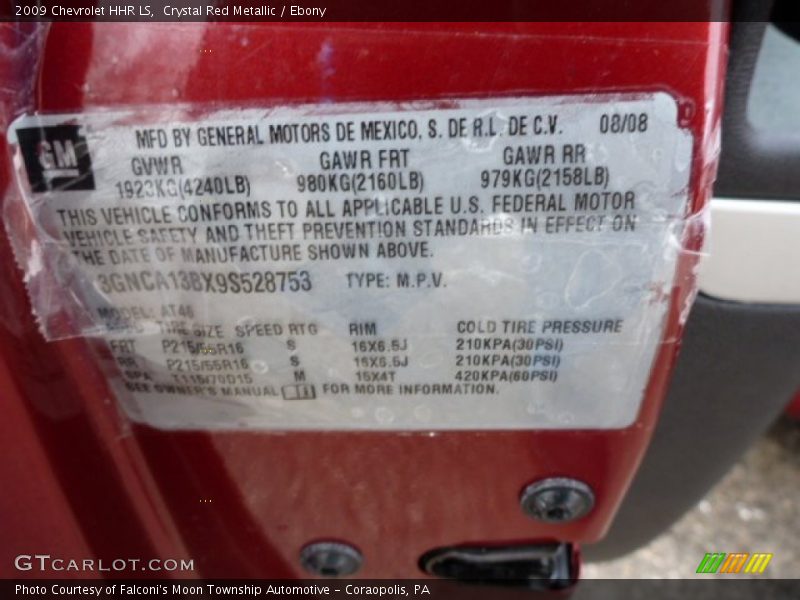 Crystal Red Metallic / Ebony 2009 Chevrolet HHR LS