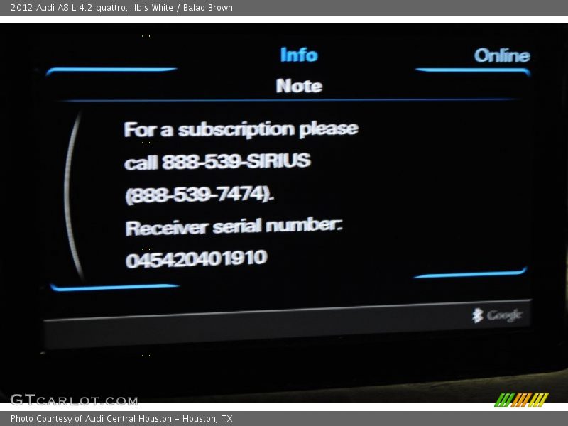 Ibis White / Balao Brown 2012 Audi A8 L 4.2 quattro