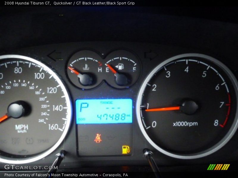 Quicksilver / GT Black Leather/Black Sport Grip 2008 Hyundai Tiburon GT