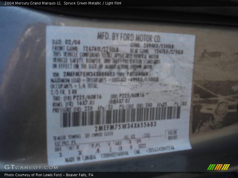 Spruce Green Metallic / Light Flint 2004 Mercury Grand Marquis LS
