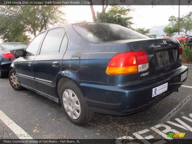 Dark Green Pearl Metallic / Gray 1998 Honda Civic LX Sedan