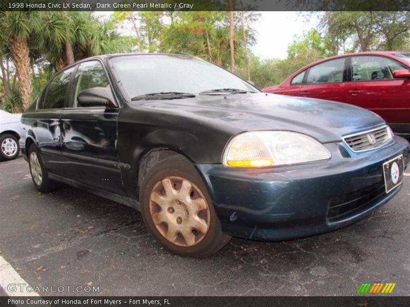 Dark Green Pearl Metallic / Gray 1998 Honda Civic LX Sedan