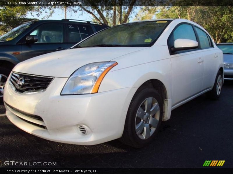 Aspen White / Beige 2010 Nissan Sentra 2.0
