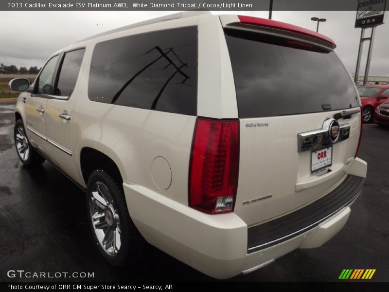 White Diamond Tricoat / Cocoa/Light Linen 2013 Cadillac Escalade ESV Platinum AWD