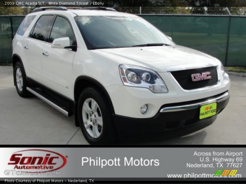 White Diamond Tricoat / Ebony 2009 GMC Acadia SLT