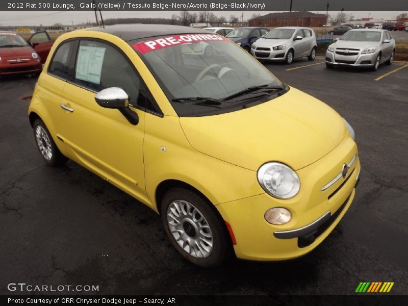 Giallo (Yellow) / Tessuto Beige-Nero/Avorio (Beige-Black/Ivory) 2012 Fiat 500 Lounge