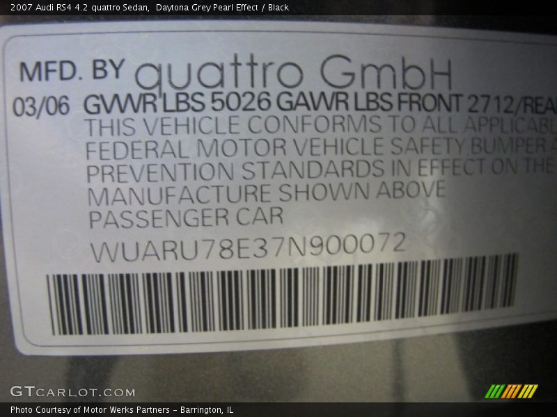 Daytona Grey Pearl Effect / Black 2007 Audi RS4 4.2 quattro Sedan