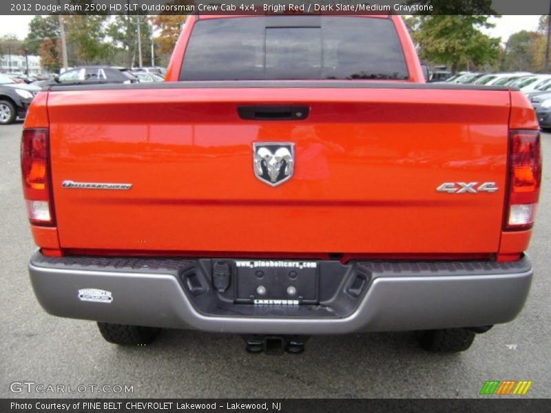 Bright Red / Dark Slate/Medium Graystone 2012 Dodge Ram 2500 HD SLT Outdoorsman Crew Cab 4x4