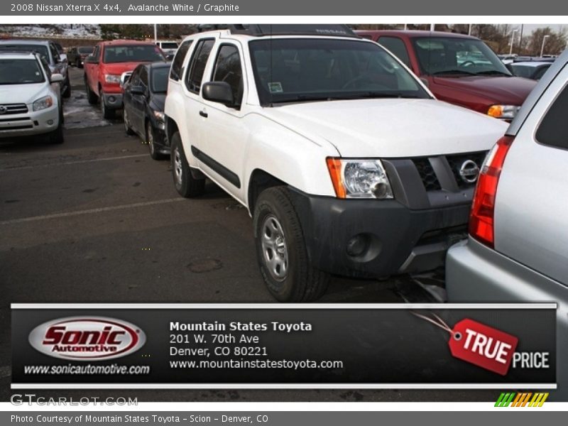 Avalanche White / Graphite 2008 Nissan Xterra X 4x4
