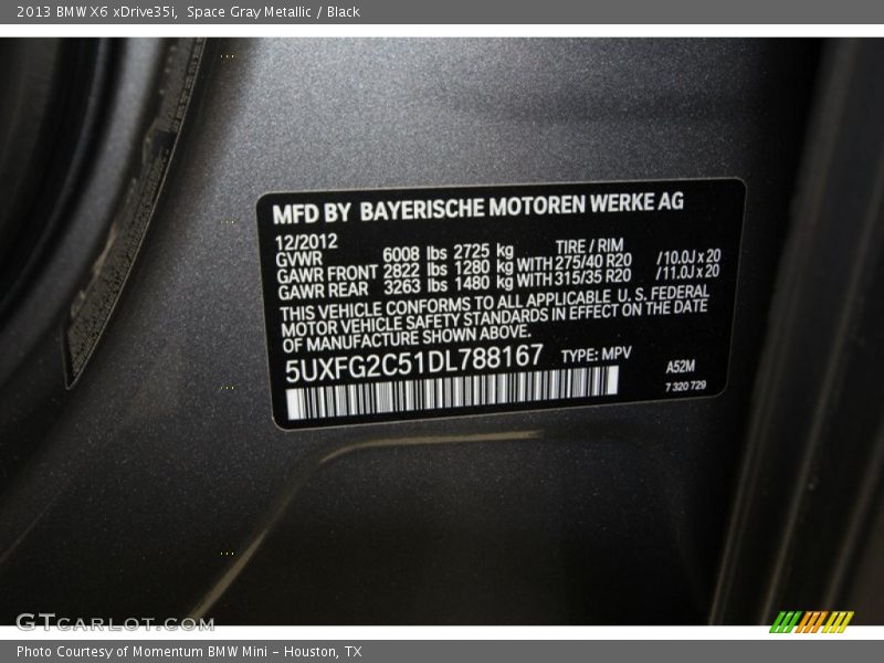 Space Gray Metallic / Black 2013 BMW X6 xDrive35i