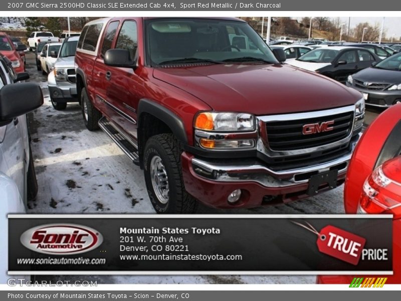 Sport Red Metallic / Dark Charcoal 2007 GMC Sierra 2500HD Classic SLE Extended Cab 4x4