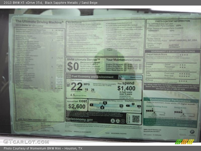 Black Sapphire Metallic / Sand Beige 2013 BMW X5 xDrive 35d