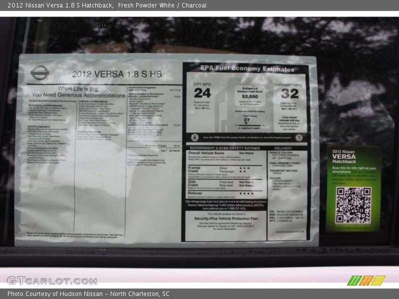  2012 Versa 1.8 S Hatchback Window Sticker