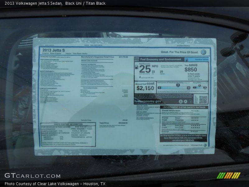 Black Uni / Titan Black 2013 Volkswagen Jetta S Sedan