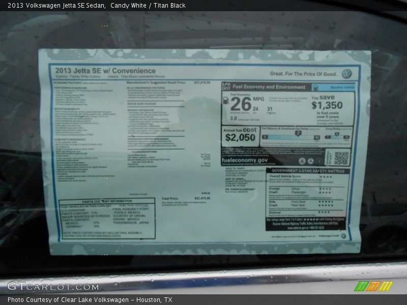 Candy White / Titan Black 2013 Volkswagen Jetta SE Sedan