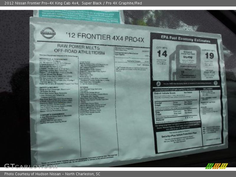  2012 Frontier Pro-4X King Cab 4x4 Window Sticker