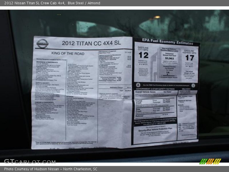  2012 Titan SL Crew Cab 4x4 Window Sticker