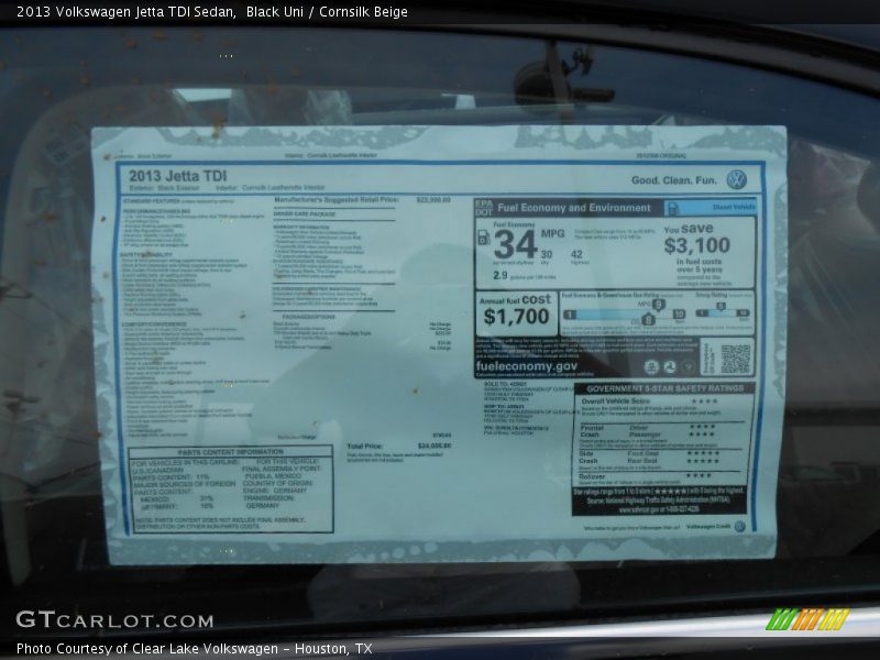 Black Uni / Cornsilk Beige 2013 Volkswagen Jetta TDI Sedan