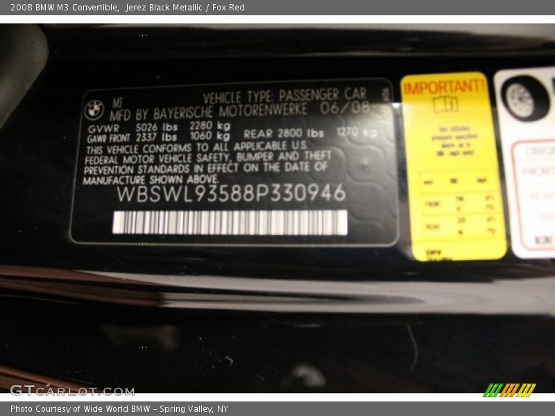 Jerez Black Metallic / Fox Red 2008 BMW M3 Convertible