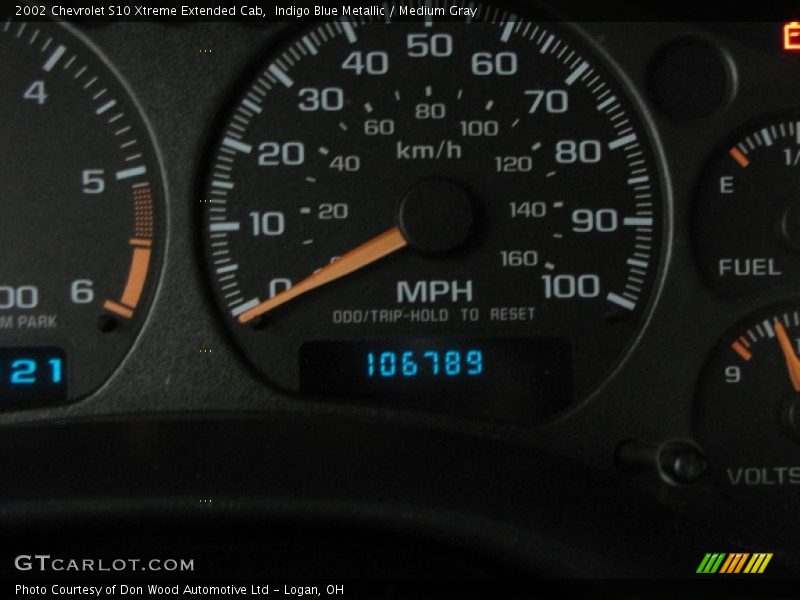 Indigo Blue Metallic / Medium Gray 2002 Chevrolet S10 Xtreme Extended Cab