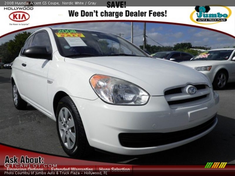 Nordic White / Gray 2008 Hyundai Accent GS Coupe